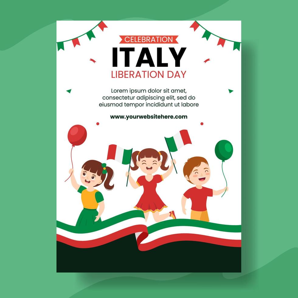 Italie libération journée verticale affiche dessin animé main tiré modèles Contexte illustration vecteur