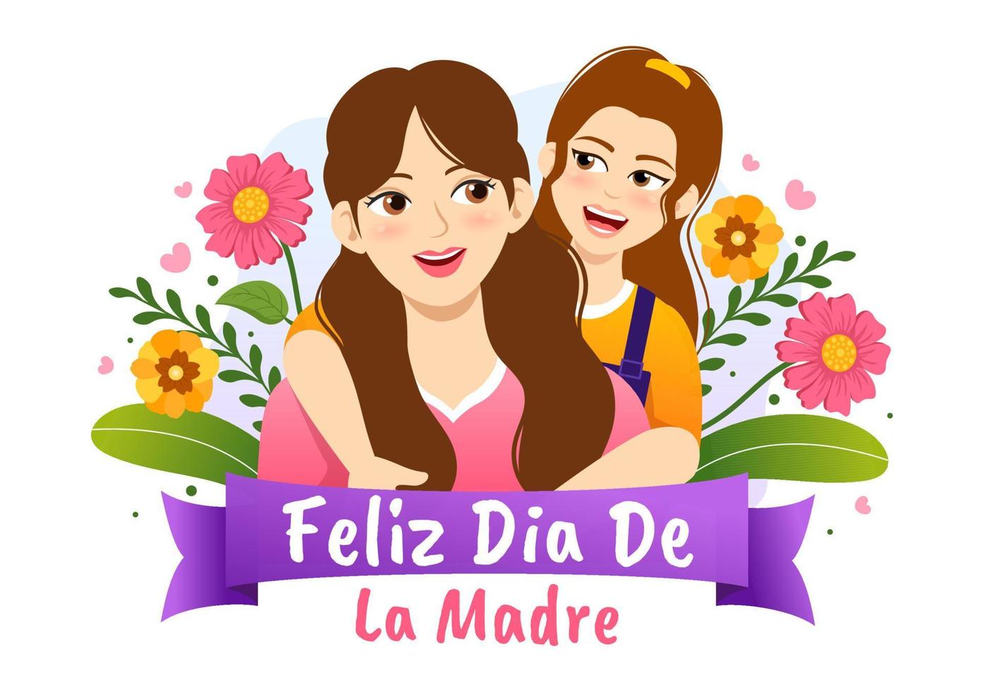 feliz dia de la madre illustration avec célébrer content mère journée et mignonne des gamins dans plat dessin animé main tiré pour la toile bannière ou atterrissage page modèles vecteur