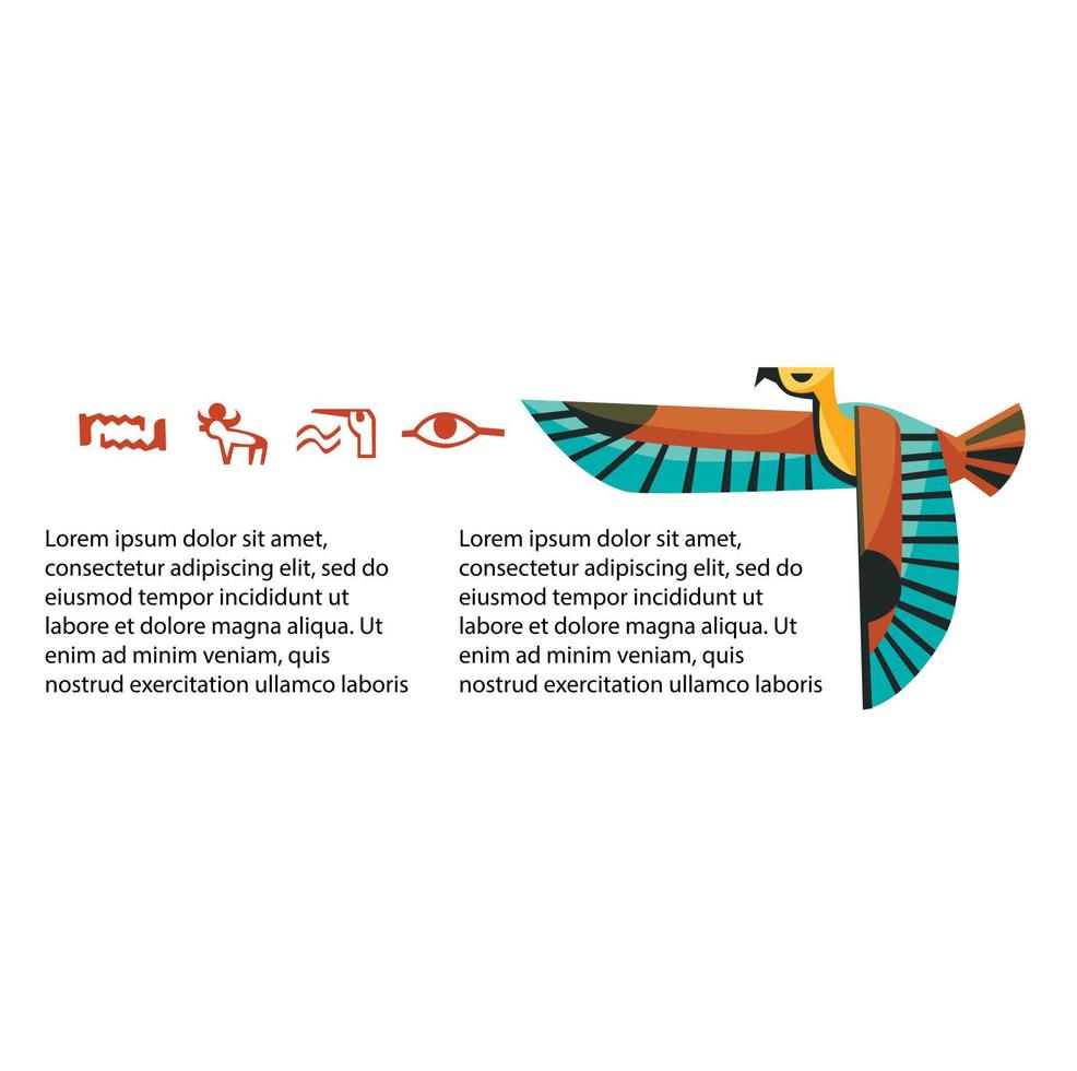 ancien Egypte hiéroglyphes et en volant oiseau Cadre vecteur