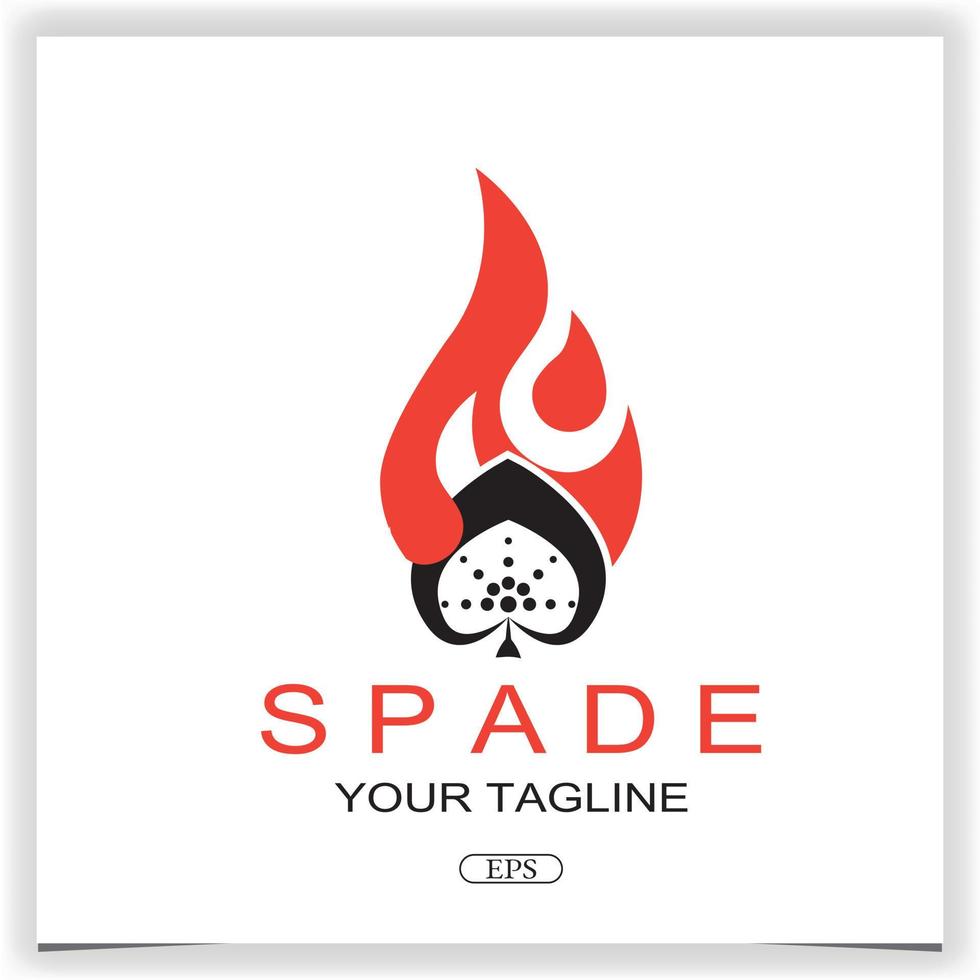 Facile ace bêche feuille flamme arbre pour Jeu carte poker club logo conception vecteur