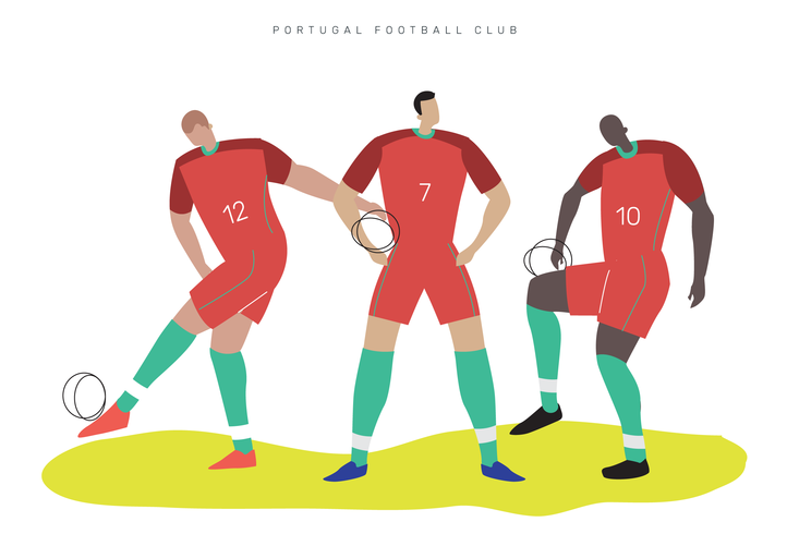 Portugal Coupe du monde football caractère plat Vector Illustration