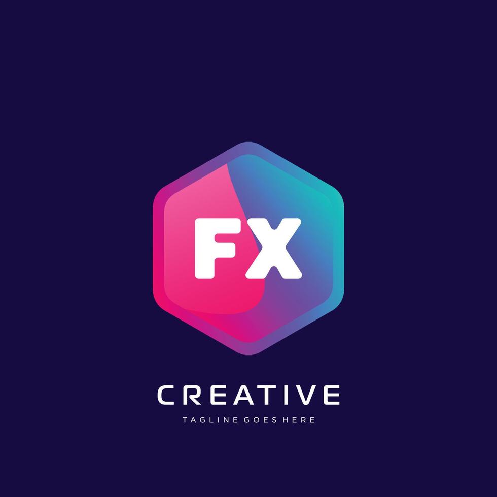 fx initiale logo avec coloré modèle vecteur. vecteur