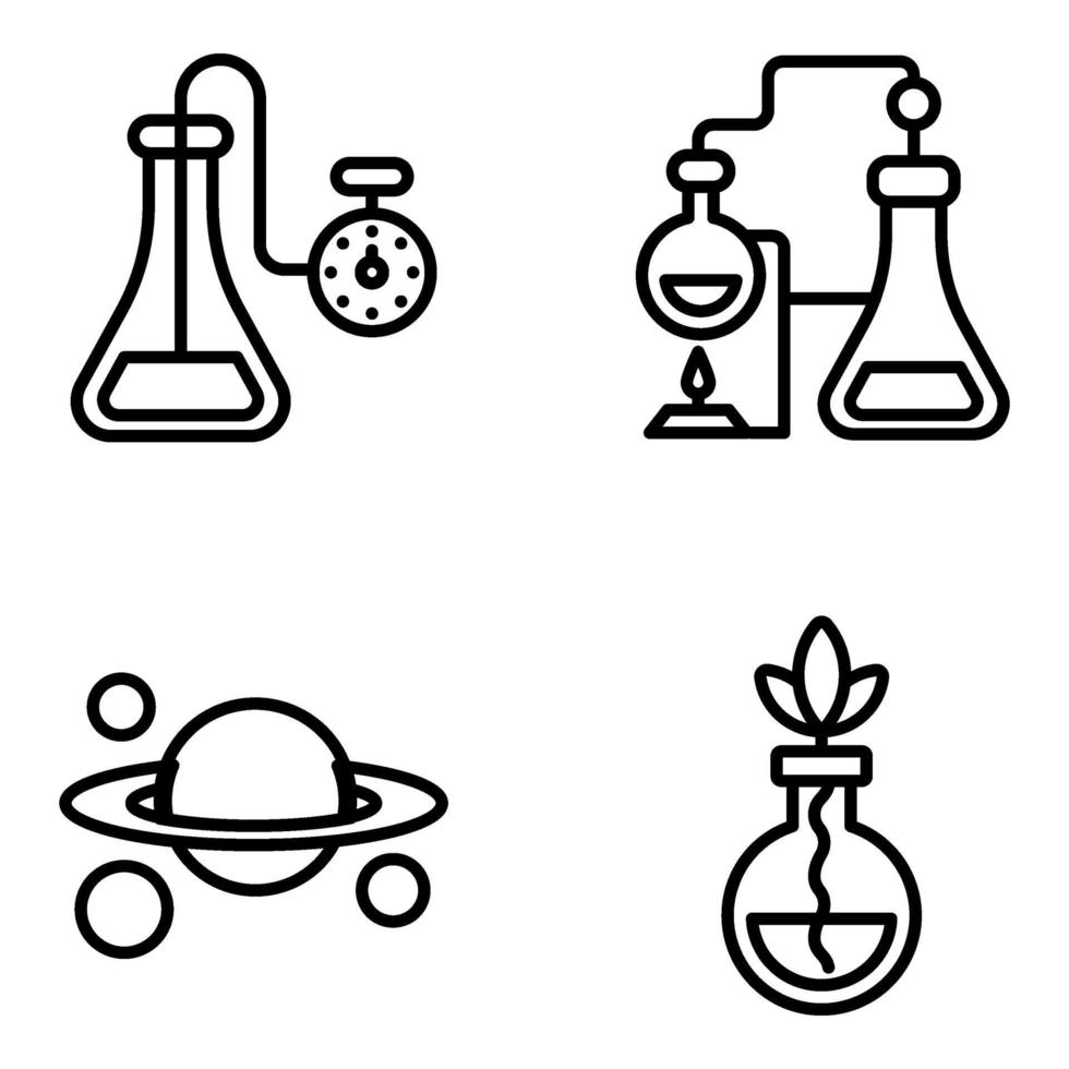 pack d & # 39; icônes linéaires d & # 39; éducation chimie vecteur