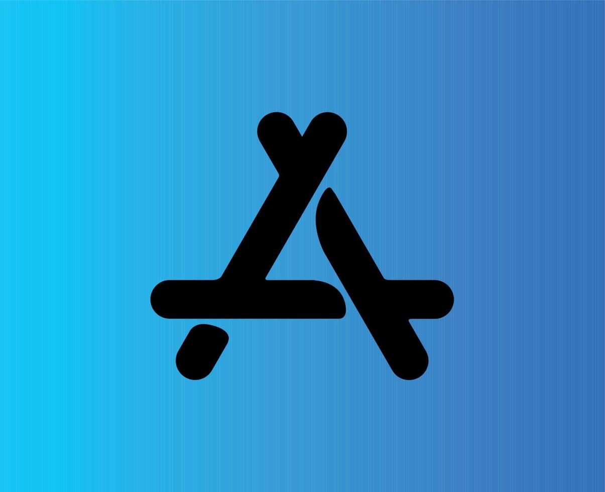 app boutique Pomme icône logo symbole noir conception mobile vecteur illustration avec bleu Contexte