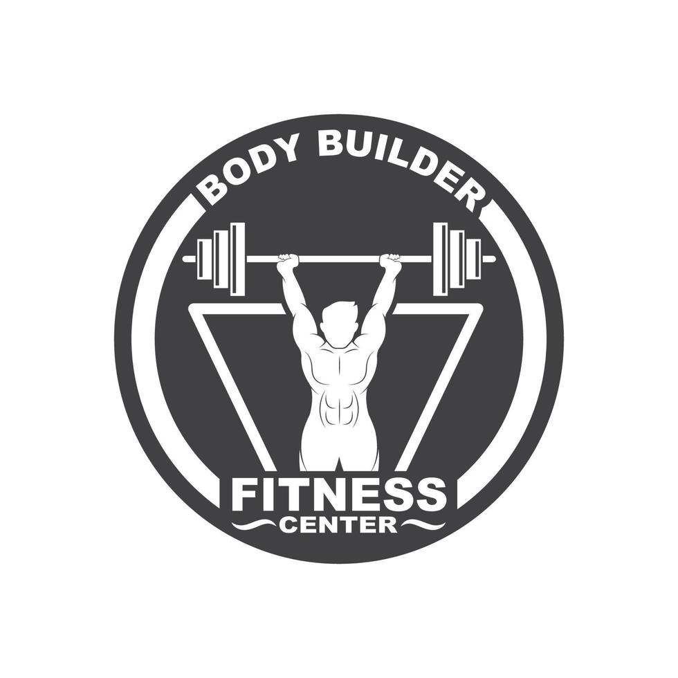 bodybuilder aptitude Gym icône logo badge vecteur illustration