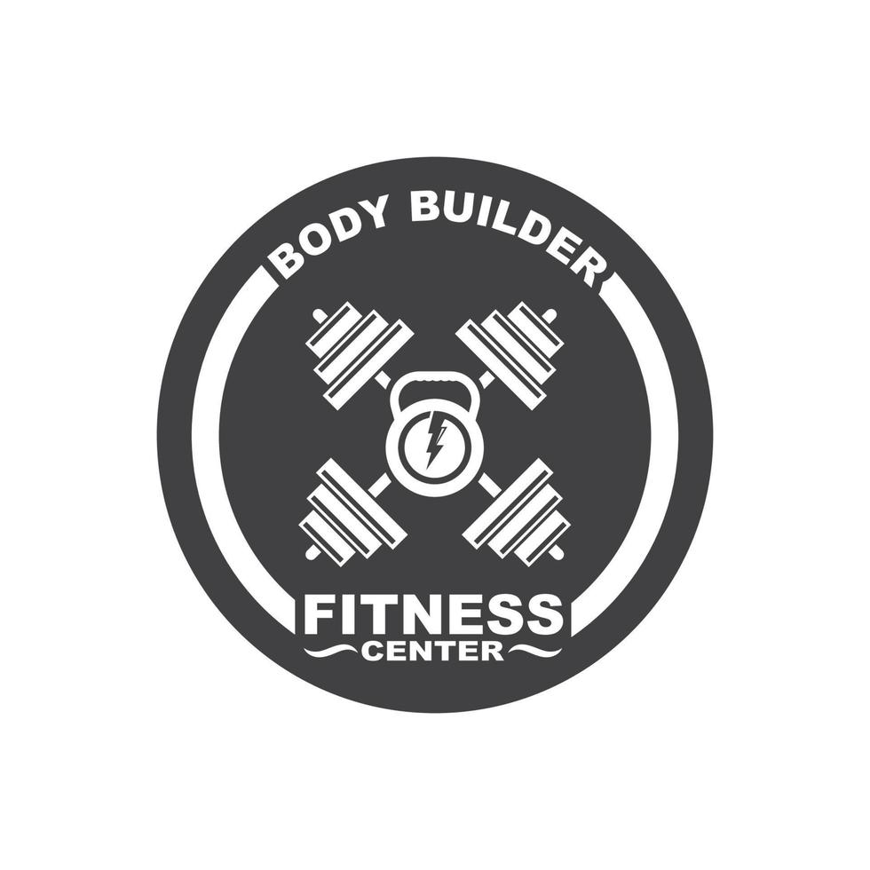 bodybuilder aptitude Gym icône logo badge vecteur illustration