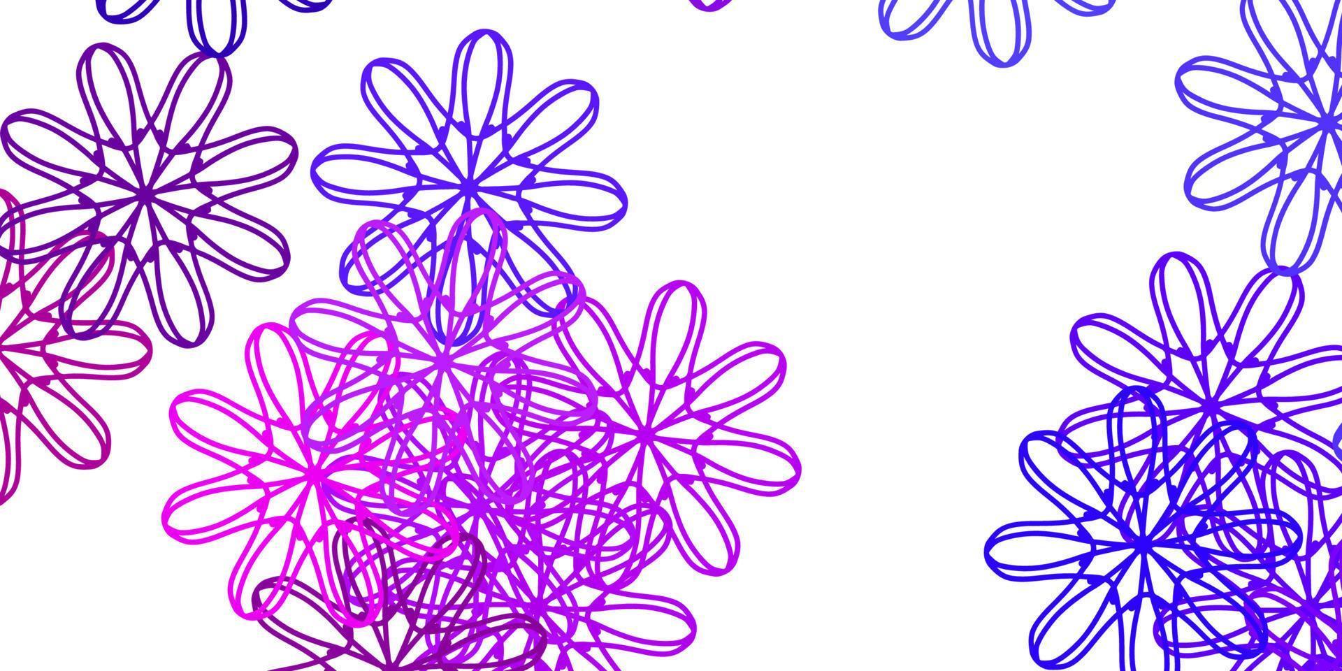 texture de doodle vecteur violet clair, rose avec des fleurs.