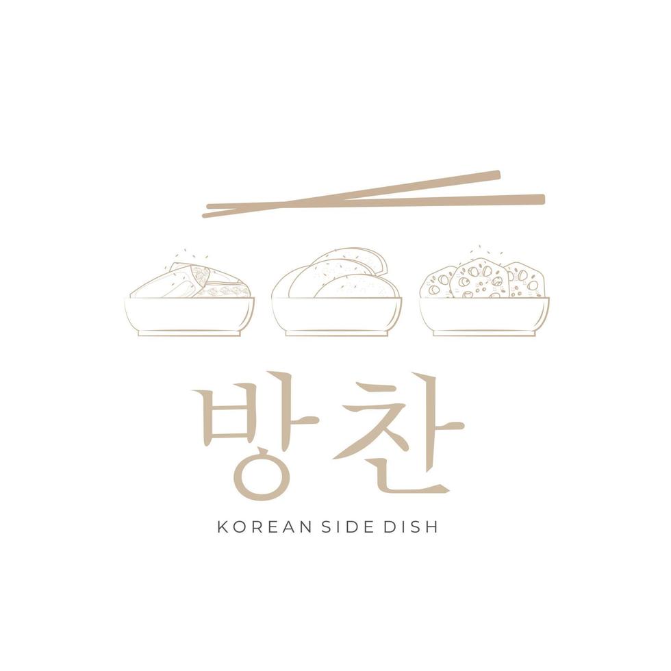 Facile ligne art vecteur illustration logo de divers coréen côté vaisselle ou banchan