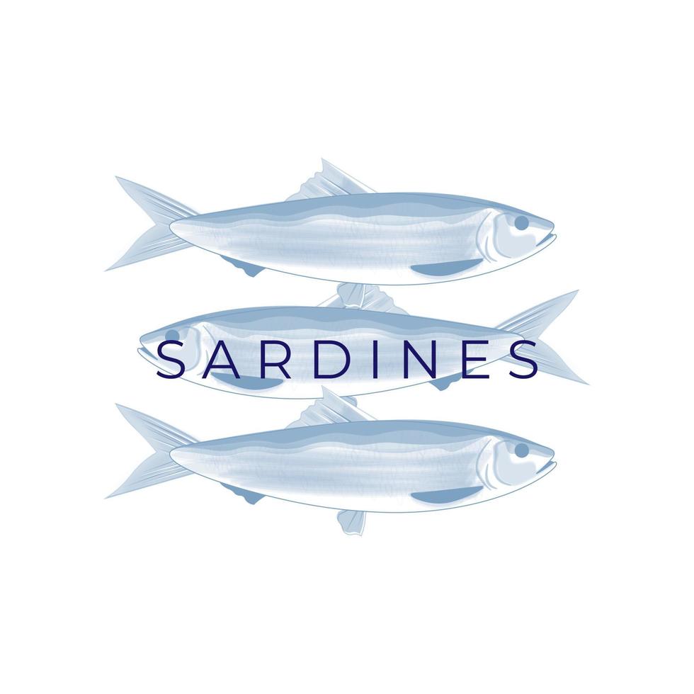 Facile sardine poisson vecteur illustration logo dans bleu Couleur