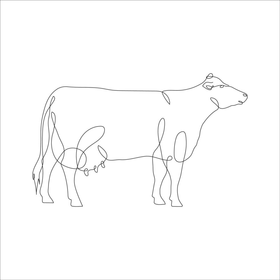 vache dans continu ligne art dessin style. continu ligne dessin de bétail. vache dans abstrait et minimaliste linéaire icône. vecteur illustration