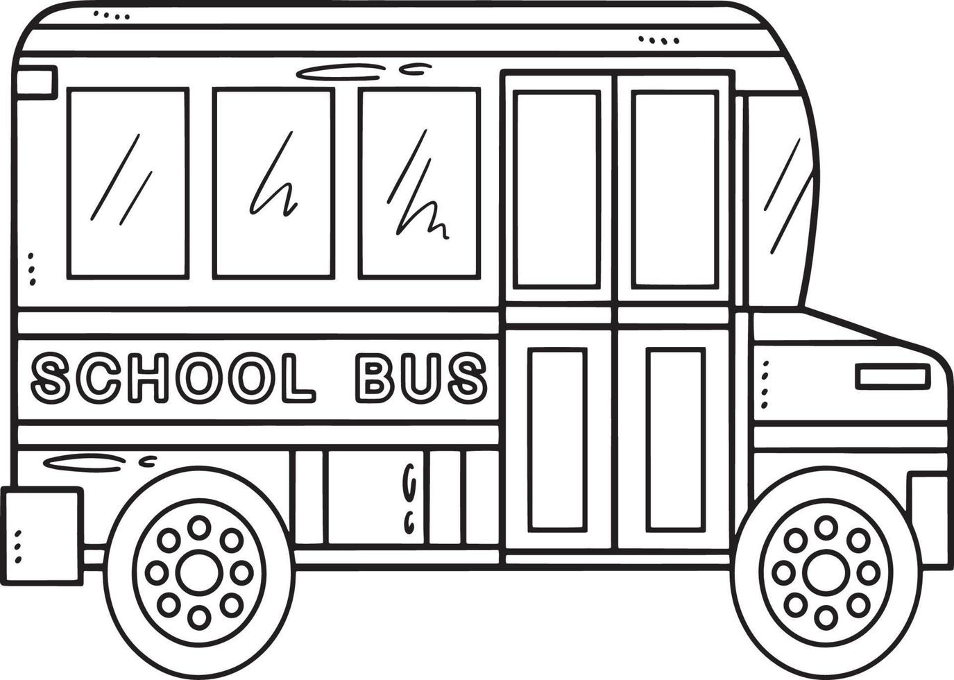 école autobus isolé coloration page pour des gamins vecteur