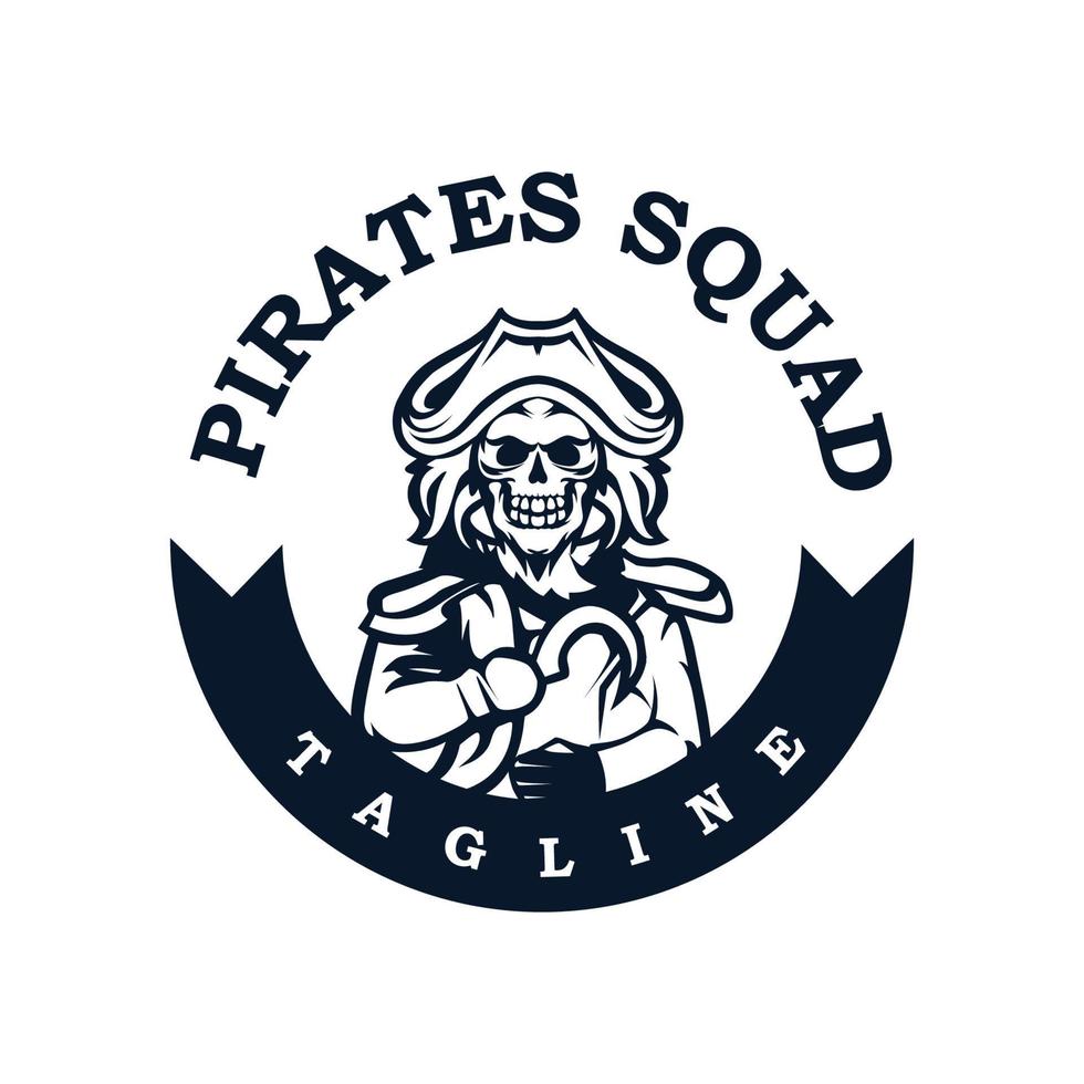 crâne pirates logo avec rétro style monochrome conception. vecteur