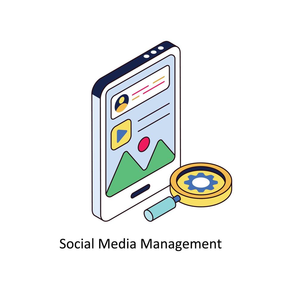 social médias la gestion vecteur isométrique Icônes. Facile Stock illustration Stock