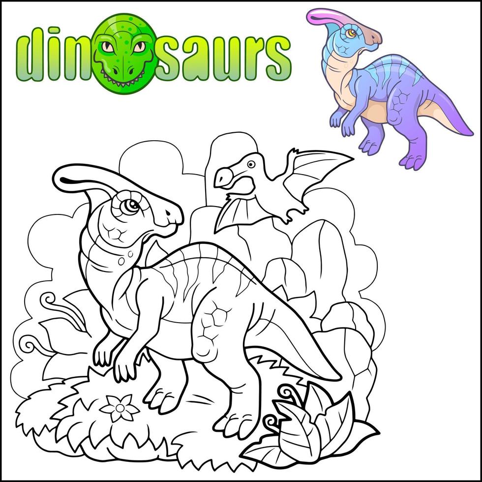 mignonne préhistorique dinosaures coloration page vecteur