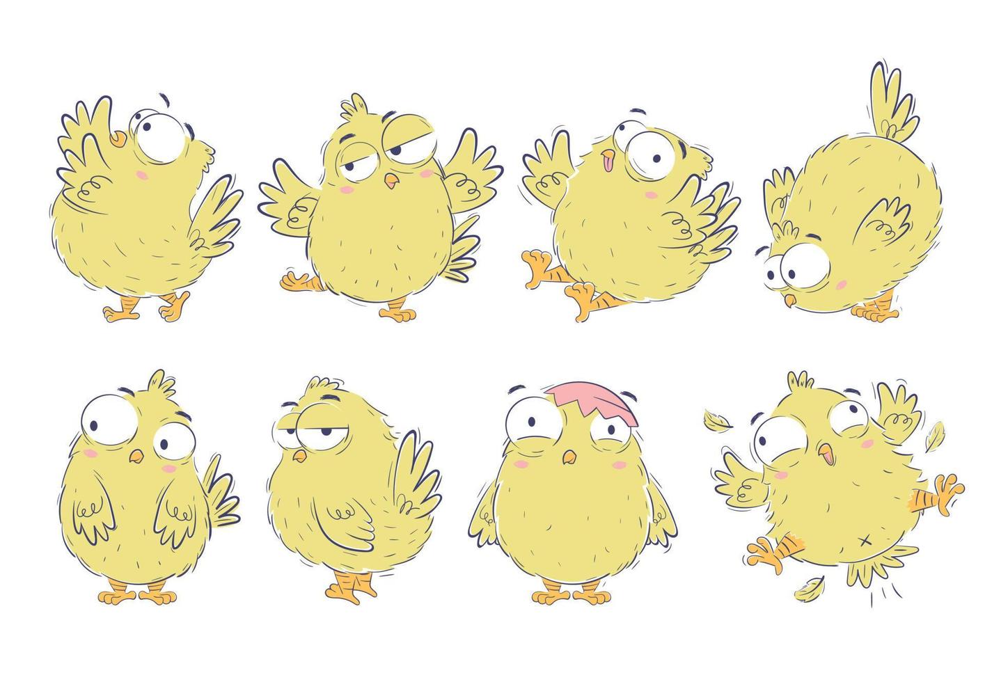 clipart collection de marrant dessin animé poulets dans griffonnage esquisser style. main tiré mignonne poulet ensemble. vecteur