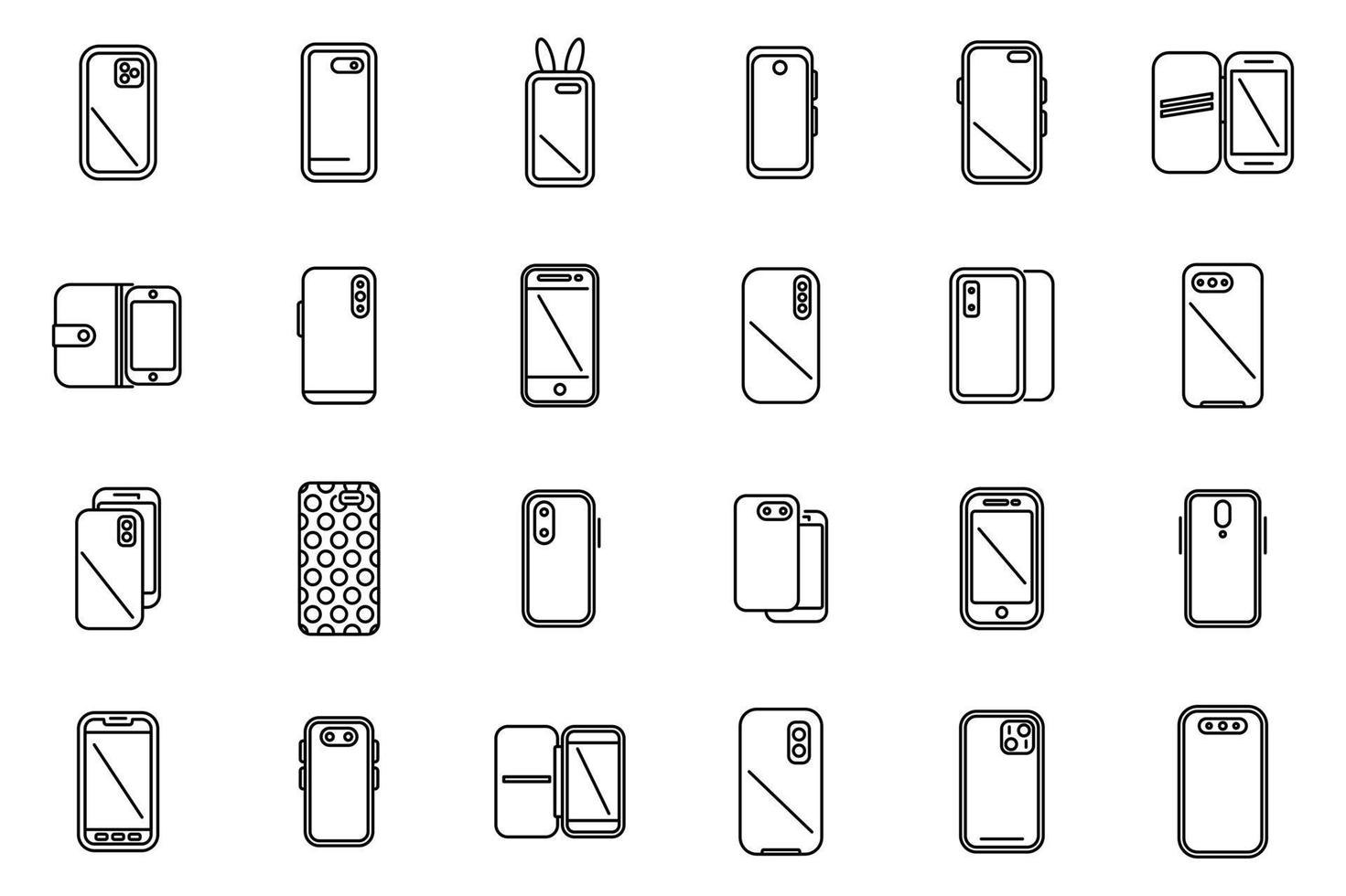 les icônes de boîtier de smartphone définissent le vecteur de contour. protection