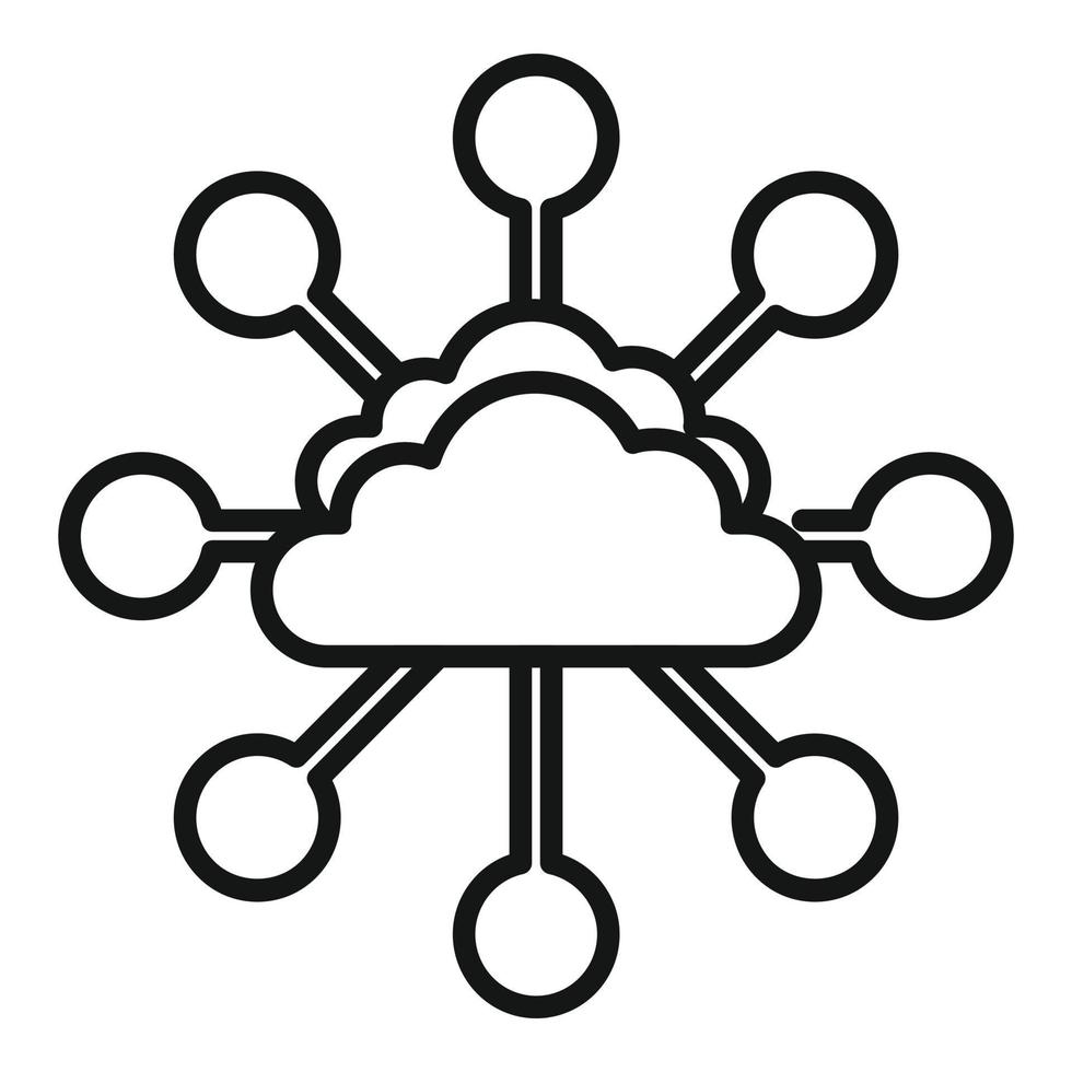blockchain nuage icône contour vecteur. bloquer chaîne vecteur