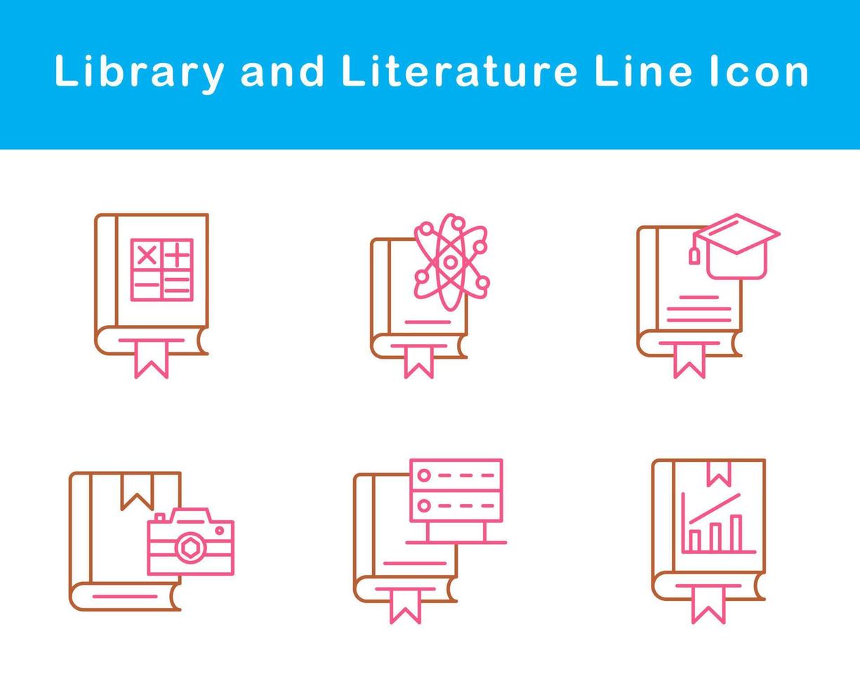 bibliothèque et Littérature vecteur icône ensemble