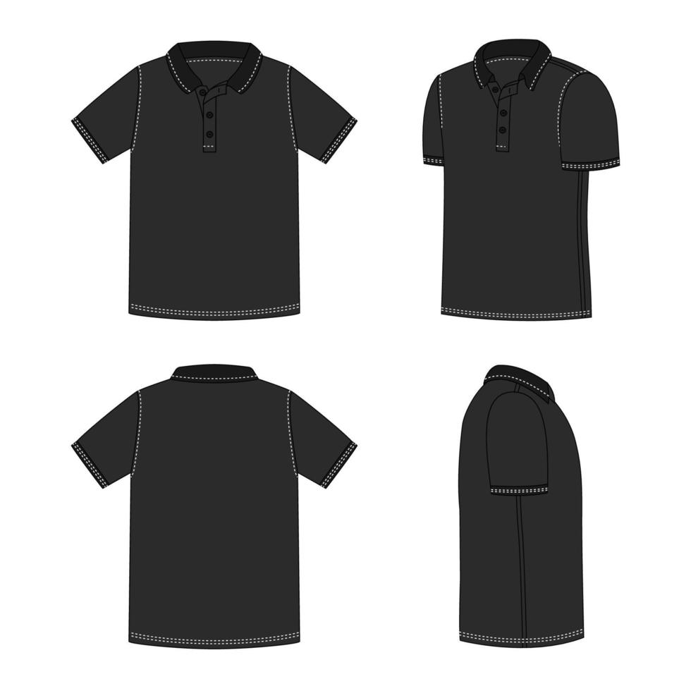 contour noir polo chemise moquer en haut vecteur