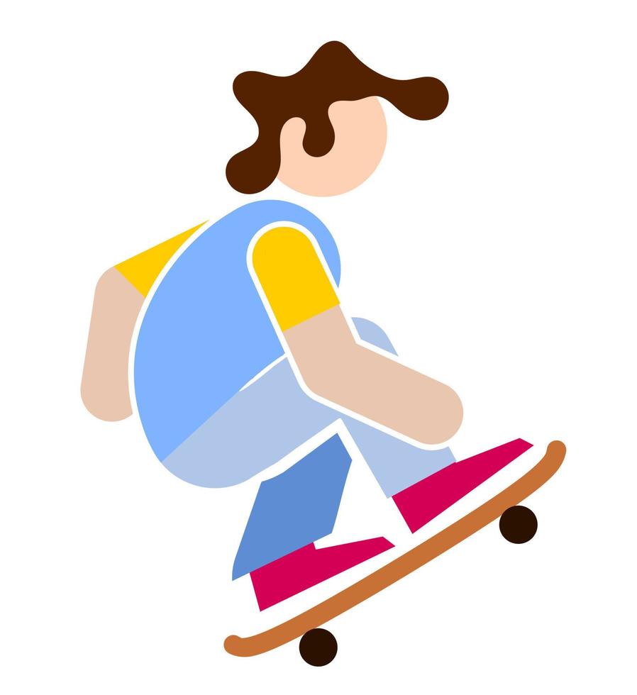 une homme en jouant une planche à roulette. apprendre planche à roulette vecteur illustration icône. skateur.skateboard