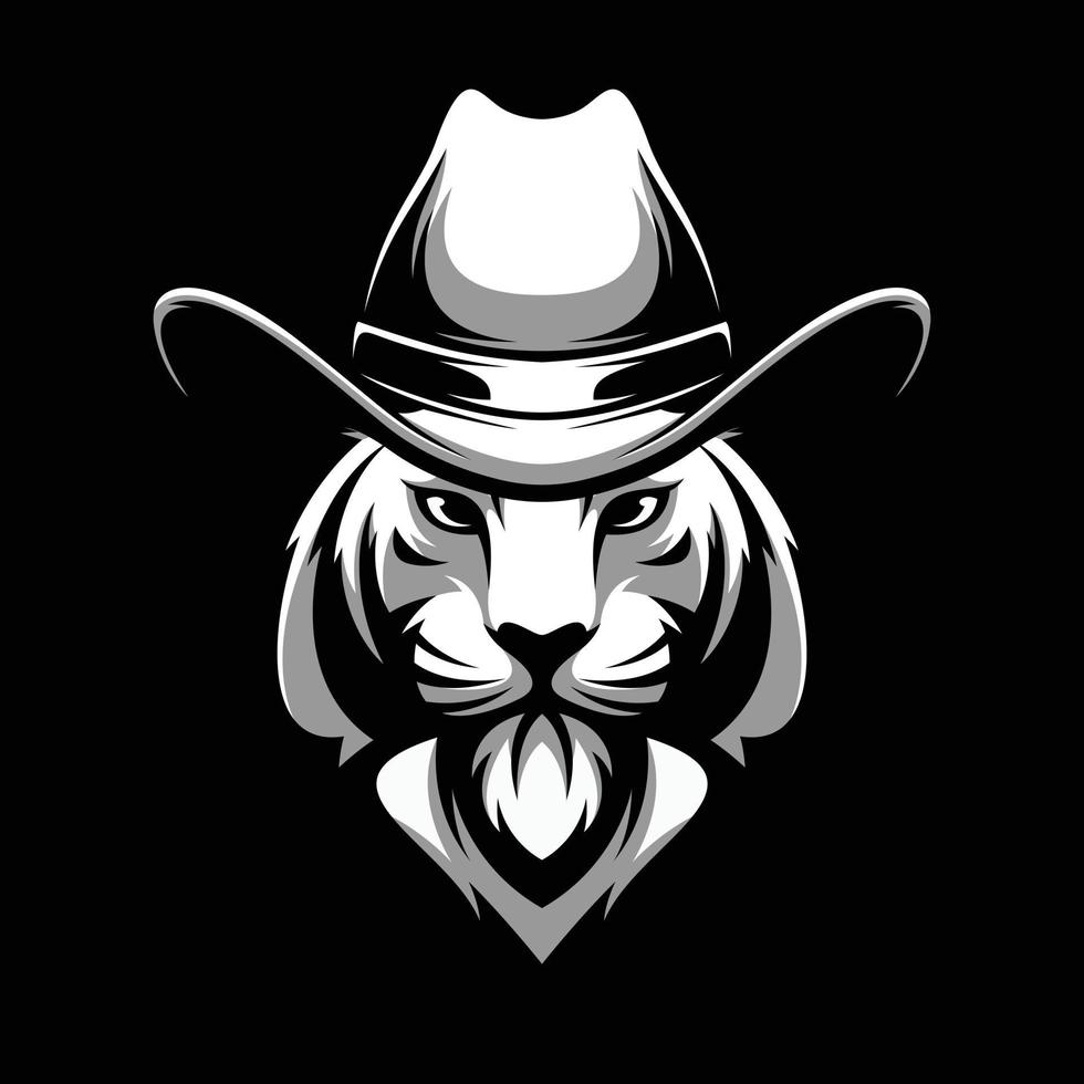 tigre cow-boy mascotte logo conception vecteur