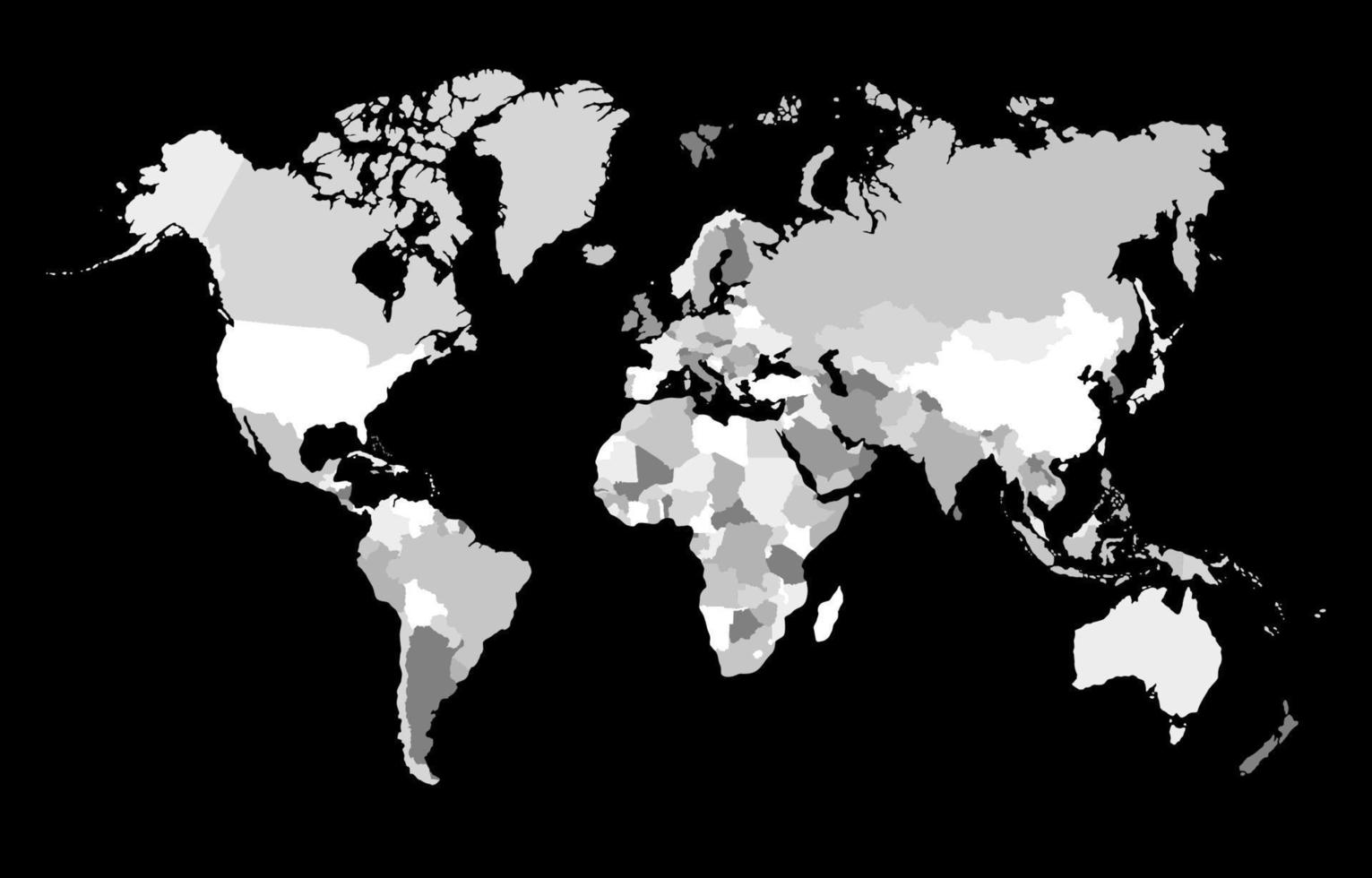 carte du monde en noir et blanc vecteur