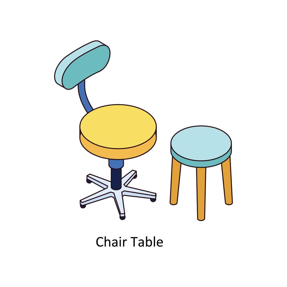 chaise table vecteur isométrique Icônes. Facile Stock illustration Stock