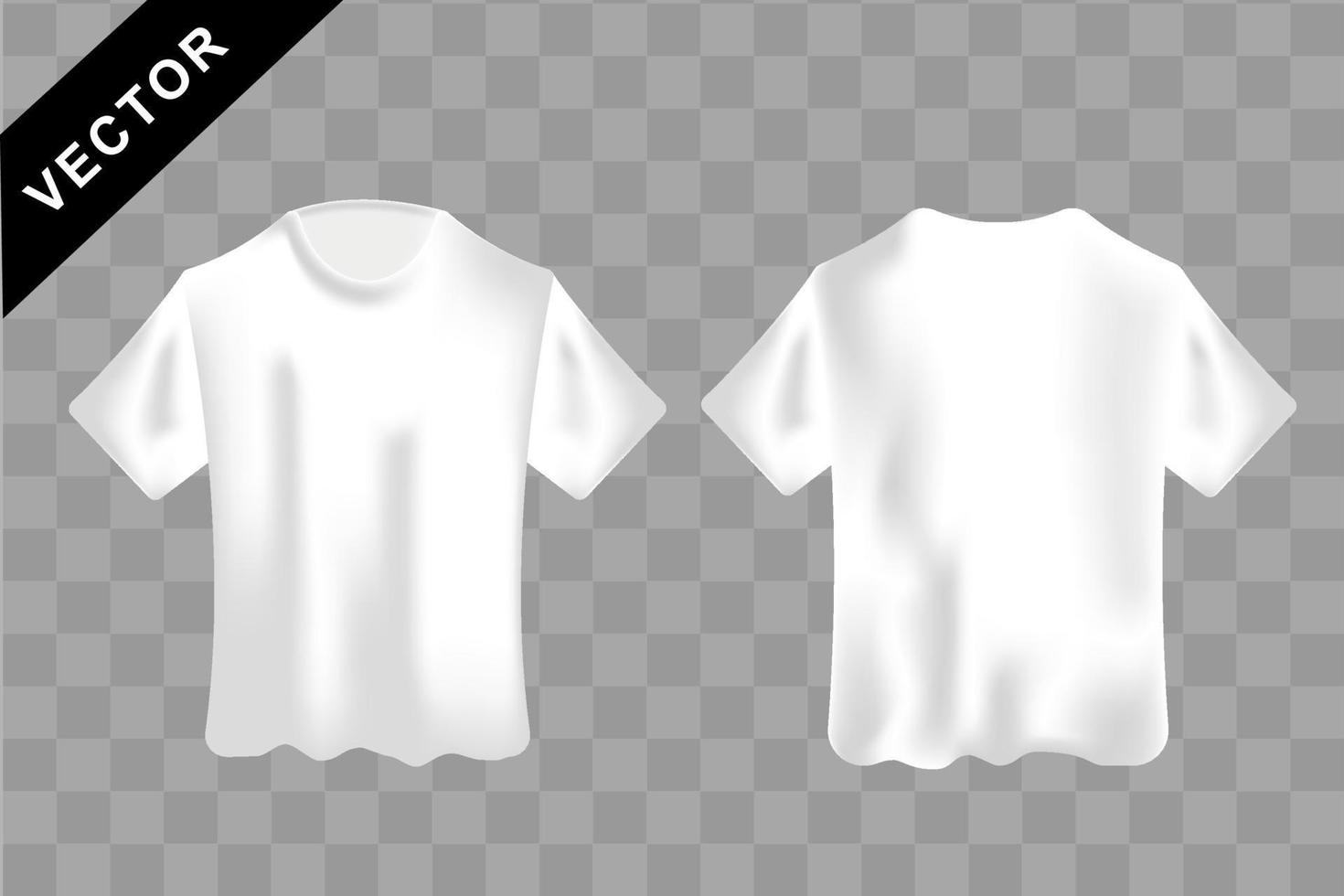 blanc, Vide T-shirt réaliste maquette. de face et retour côtés, court manche chemise pour imprimer, vecteur conception modèle