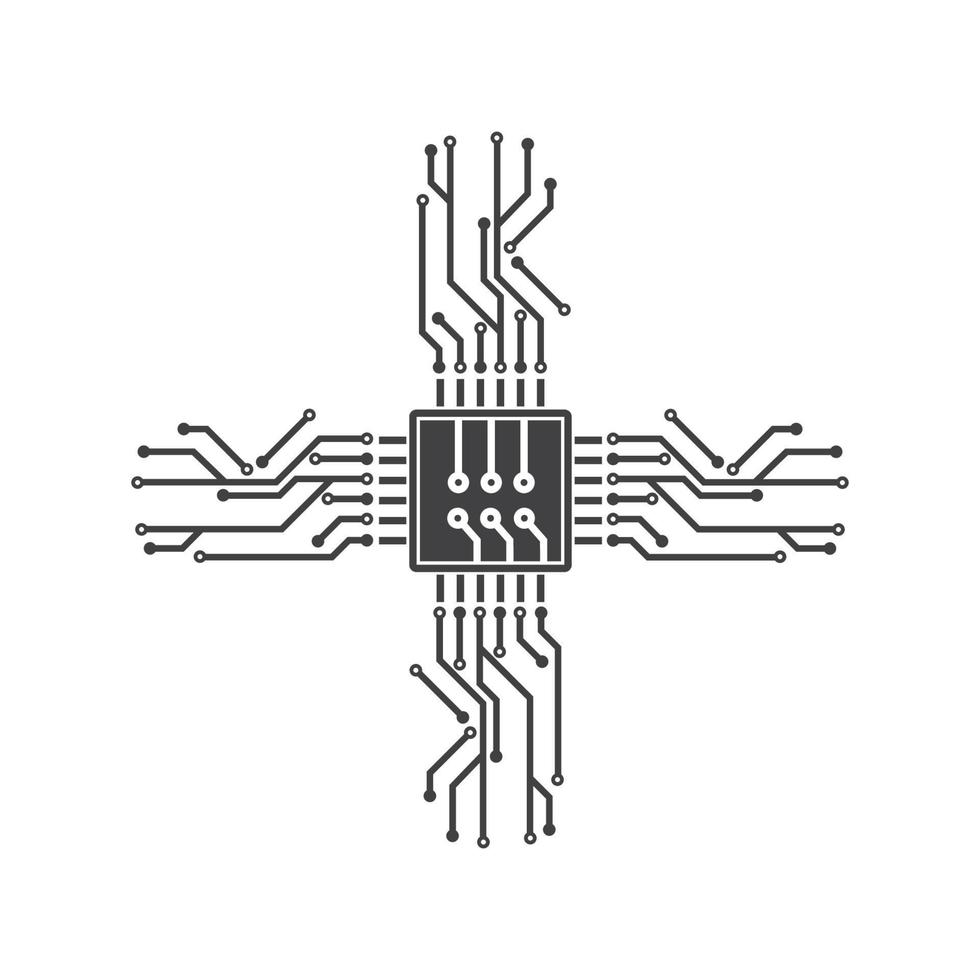 circuit imprimé ligne, cpu, puce icône logo illustration vecteur