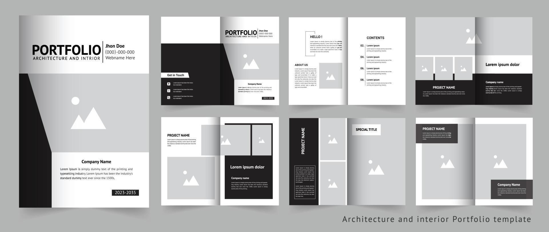 portfolio d'architecture professionnelle ou modèle de portfolio d'intérieur vecteur