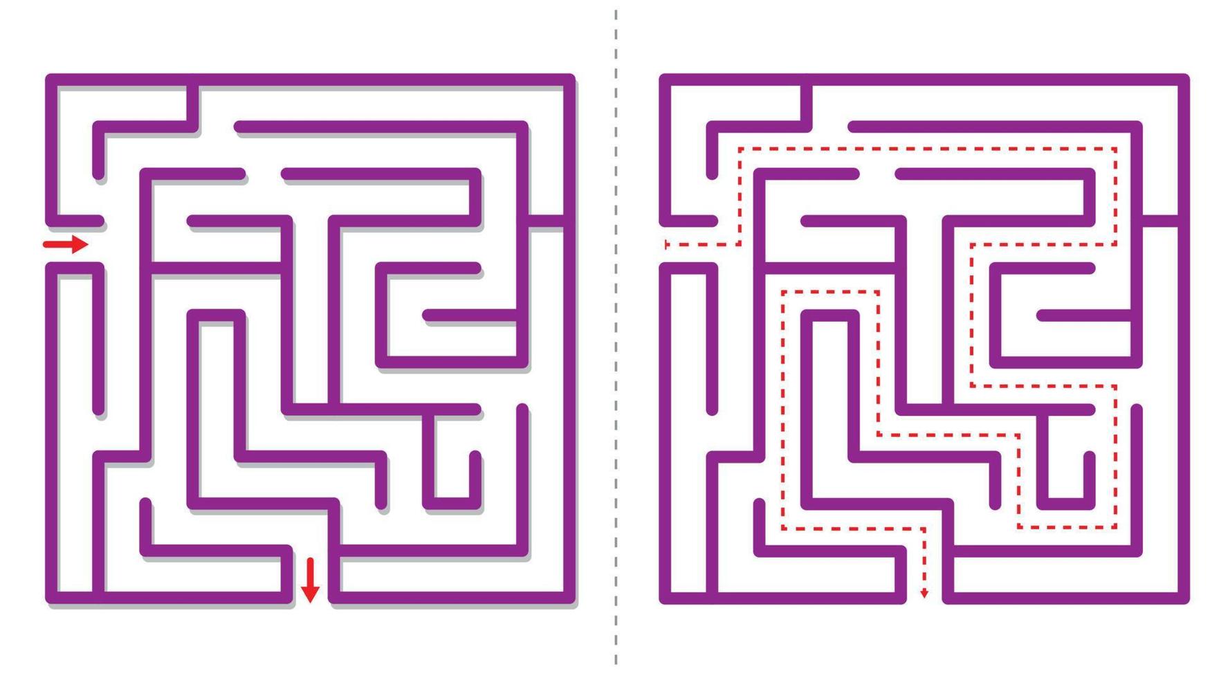 Facile Labyrinthe abstrait Jeu avec répondre. facile puzzle pour enfants. vecteur