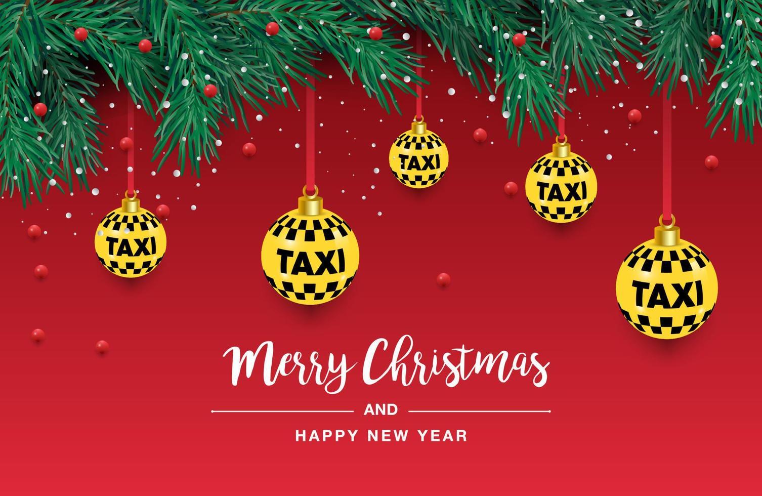 une magnifique Noël arbre dans le vecteur. illustration pour une Taxi affiche. Nouveau ans et Noël. Taxi, auto. vecteur illustration