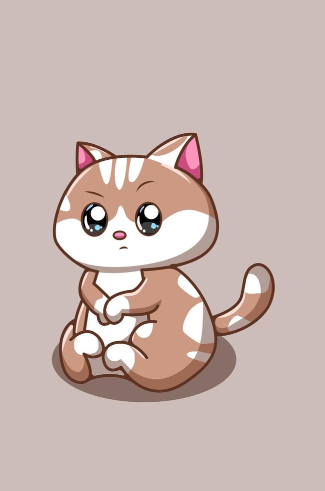 illustration de dessin animé mignon et triste bébé chat bébé chat vecteur