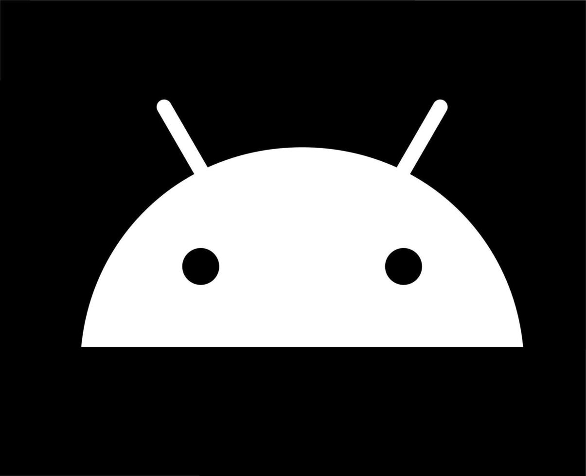 Android logo icône symbole blanc conception en fonctionnement système Logiciel téléphone vecteur illustration avec noir Contexte