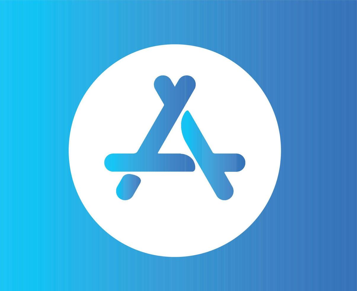 app boutique Pomme icône logo Logiciel téléphone symbole blanc conception mobile vecteur illustration avec bleu Contexte
