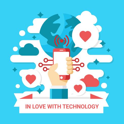 En amour avec la technologie Vector illustration