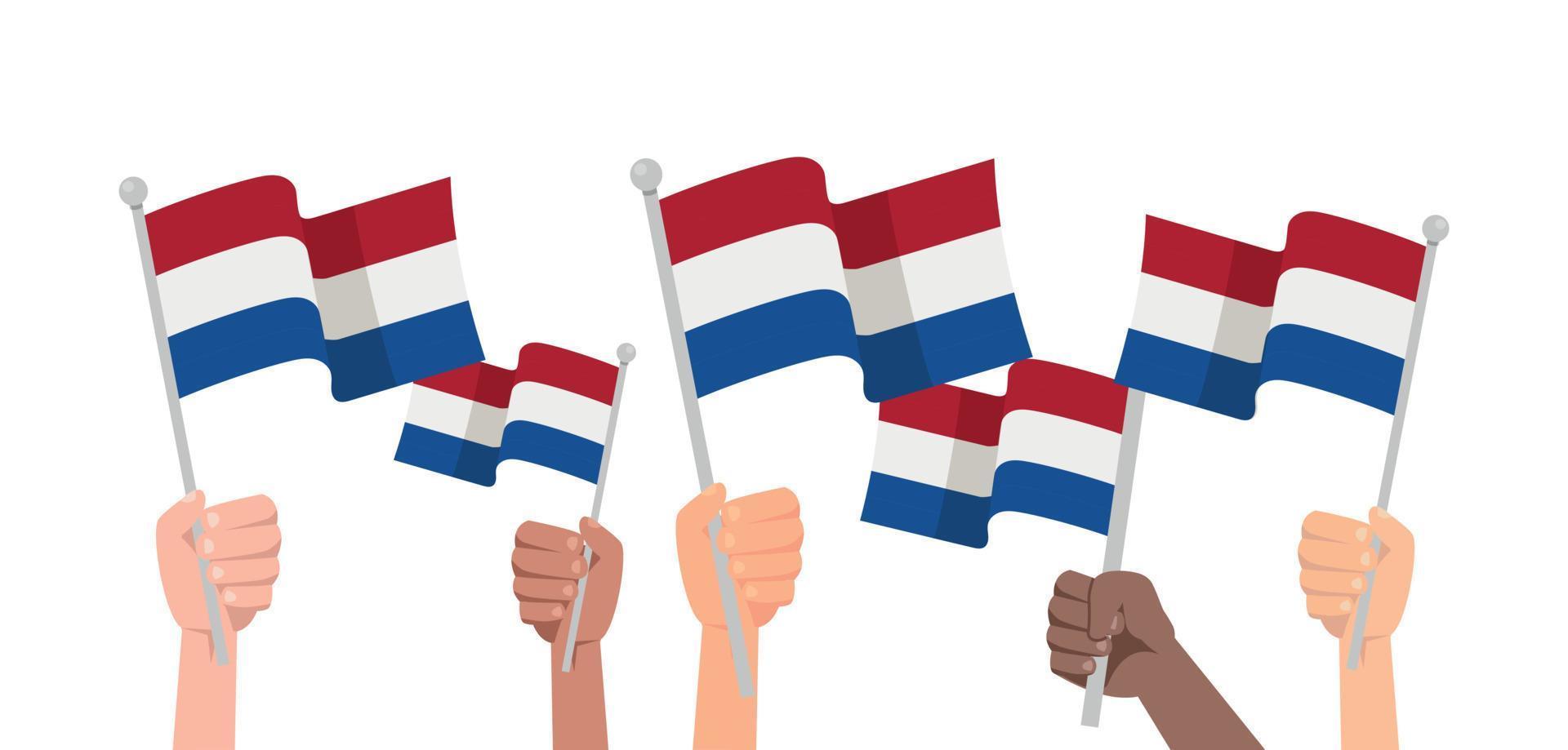 mains avec Pays-Bas drapeau isolé. vecteur