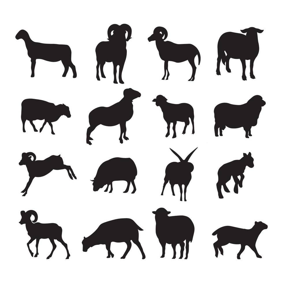 mouton silhouette vecteur illustration ensemble