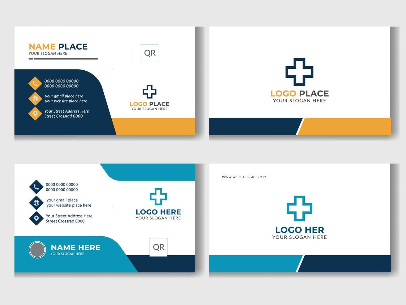 moderne médical soins de santé médecin affaires carte modèle conception pro vecteur. bleu et blanc moderne entreprise, soins de santé, médical carte modèle. vecteur
