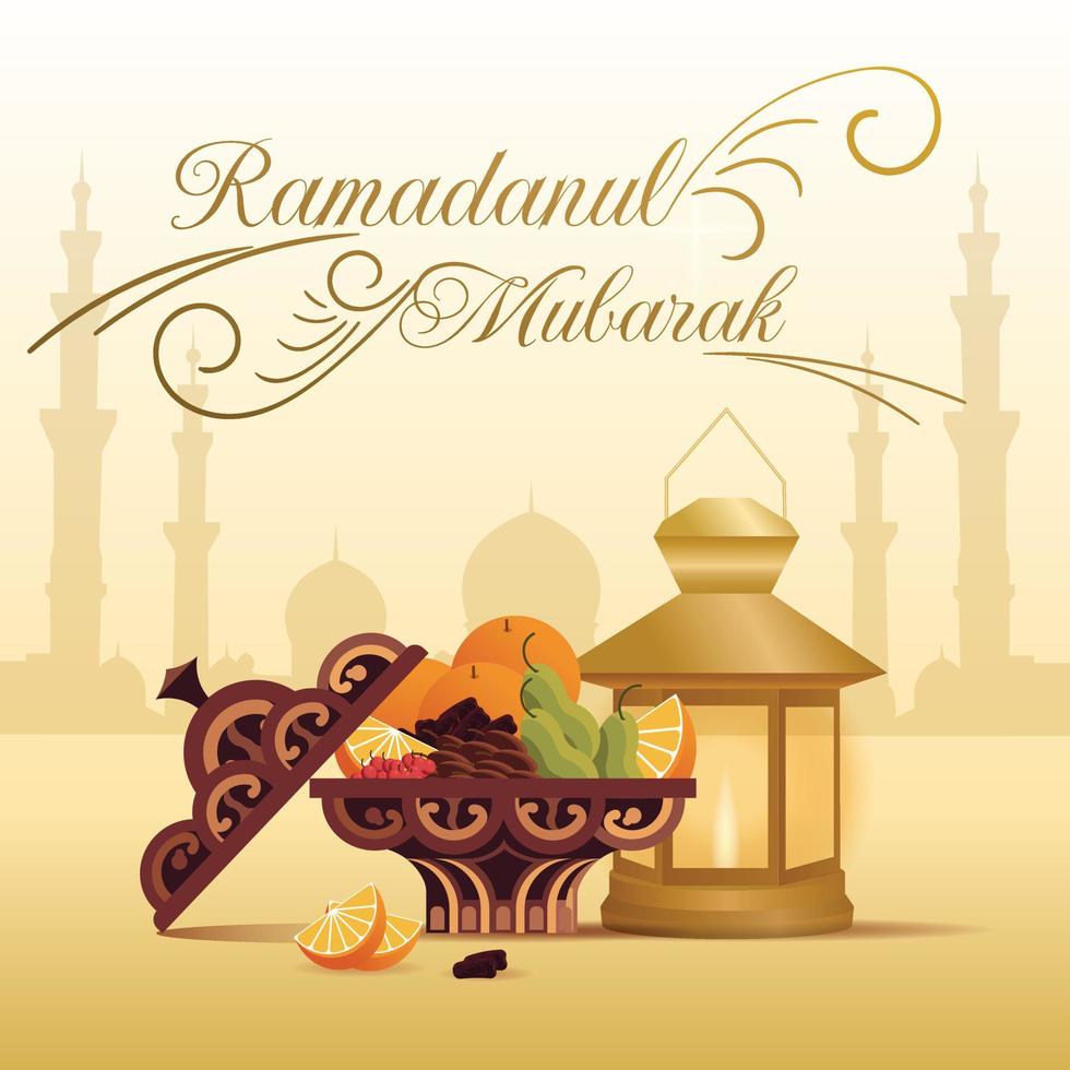 Ramadan panier et Ramadan nourriture pour Ramadan mubarak vecteur