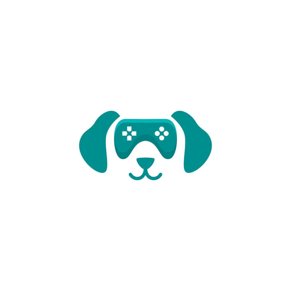 chien tête logo avec Jeu manette vecteur