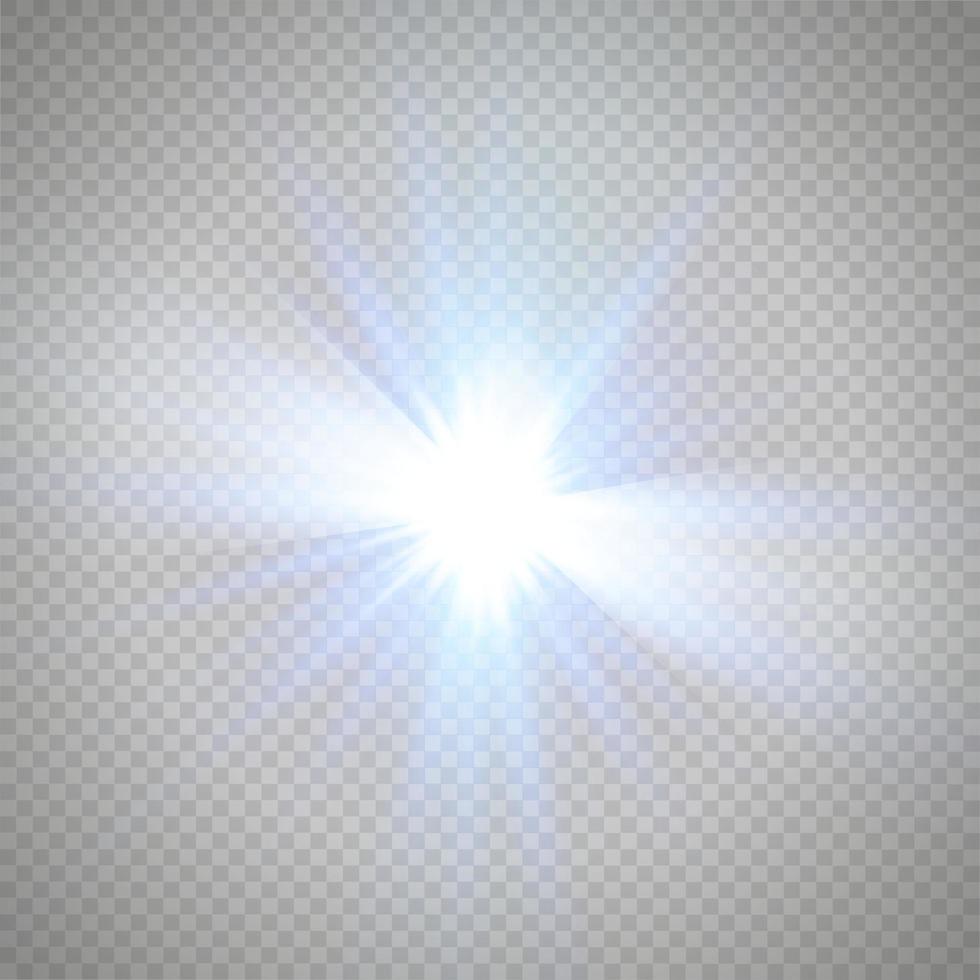 lueur lumière effet avec bleu des étincelles brillant avec spécial lumière. blanc embrasé lumière. lumière des étoiles de des rayons. le Soleil est illuminé. brillant magnifique étoile. Soleil lumière. eps10. vecteur