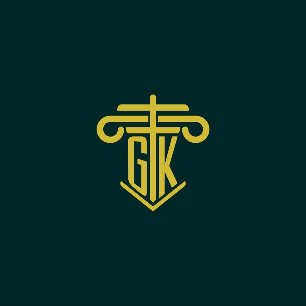 gk initiale monogramme logo conception pour loi raffermir avec pilier vecteur image