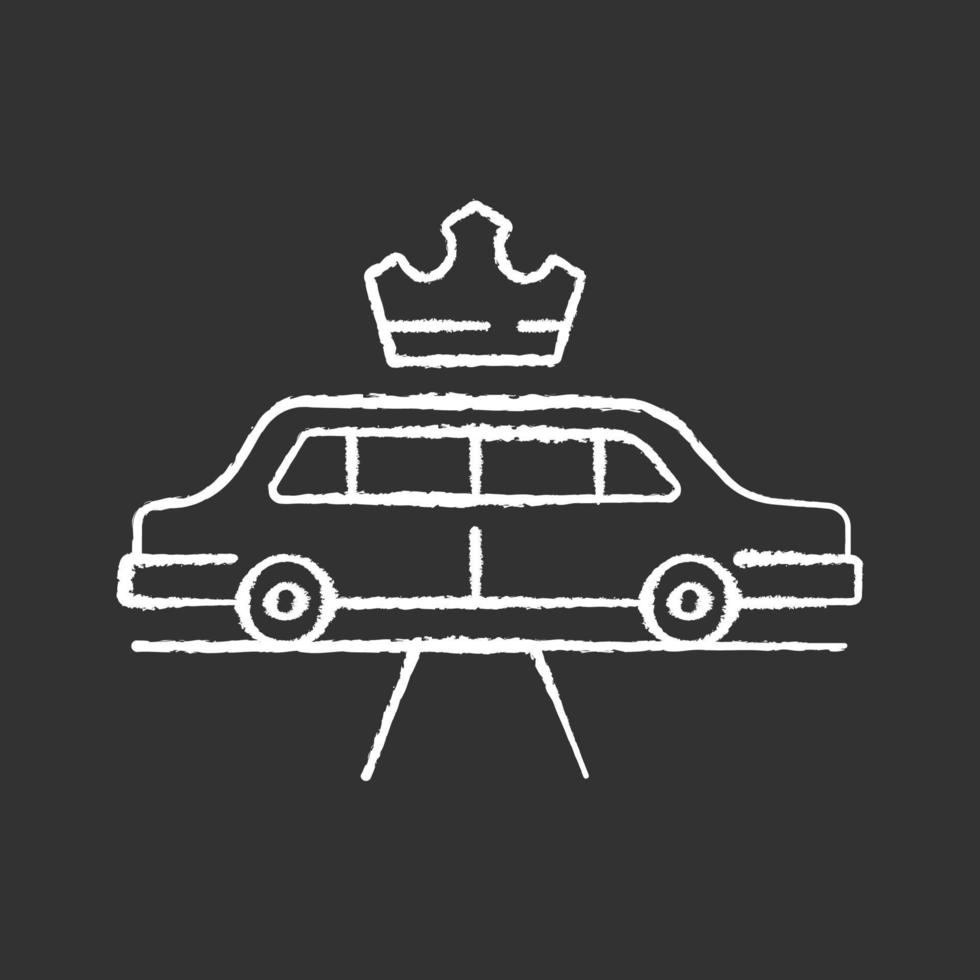 Icône de craie blanche de service de limousine sur fond noir vecteur
