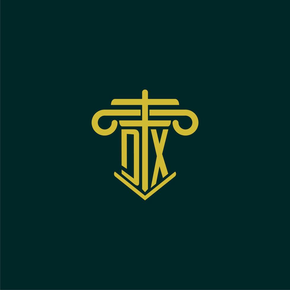dx initiale monogramme logo conception pour loi raffermir avec pilier vecteur image