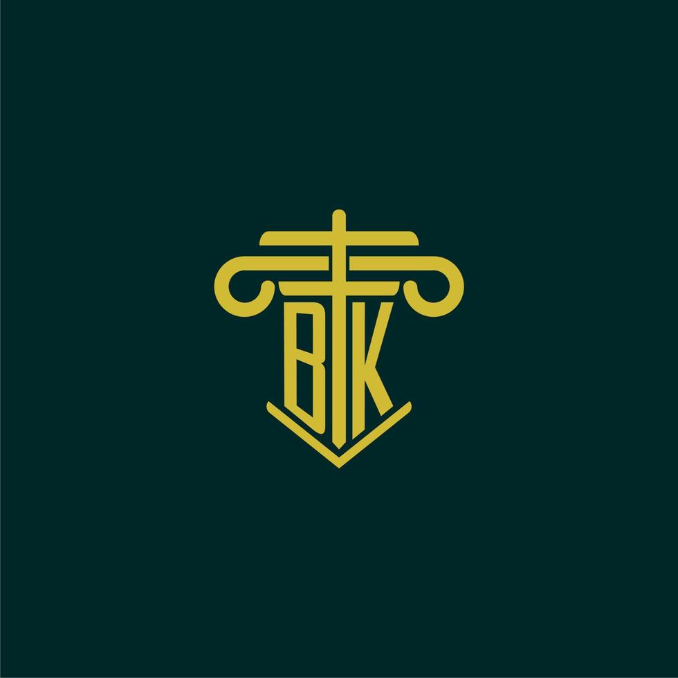 bk initiale monogramme logo conception pour loi raffermir avec pilier vecteur image