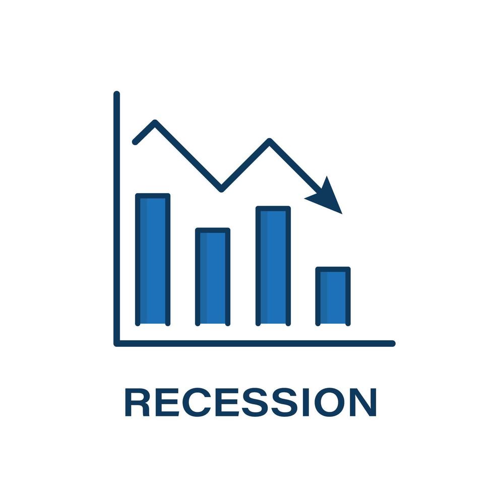 récession icône. symbole de Stock effondrement, récession et pertes. isolé vecteur illustration