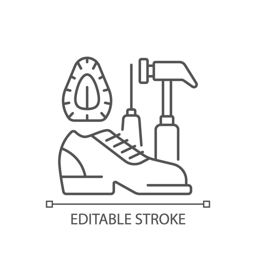 icône linéaire de réparation et de reconditionnement de chaussures vecteur