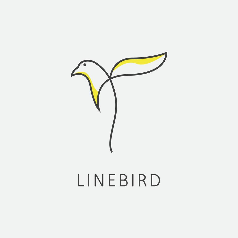 oiseau logo dans brillant Jaune Couleur avec jolie ligne vecteur