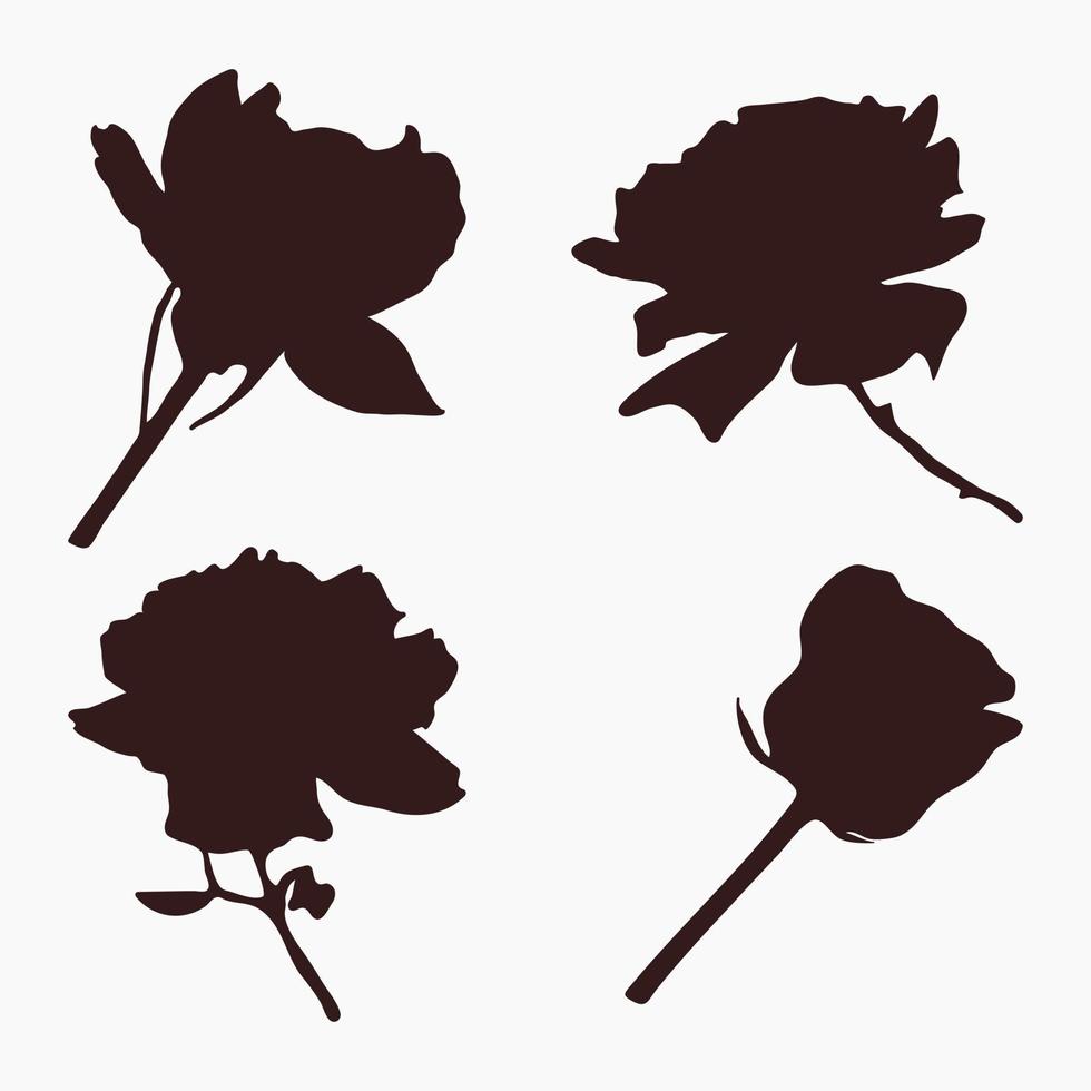 réel moderne silhouettes végétaux, herbes. dessin fleurs bégonia. bourgeon Rose vecteur